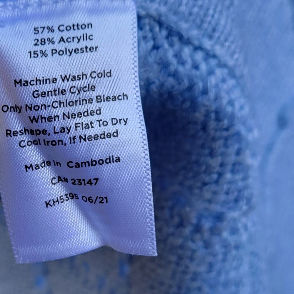Talbots Pointelle Lattice Round Poncho Light Blue Size X - Picture 8 of 8